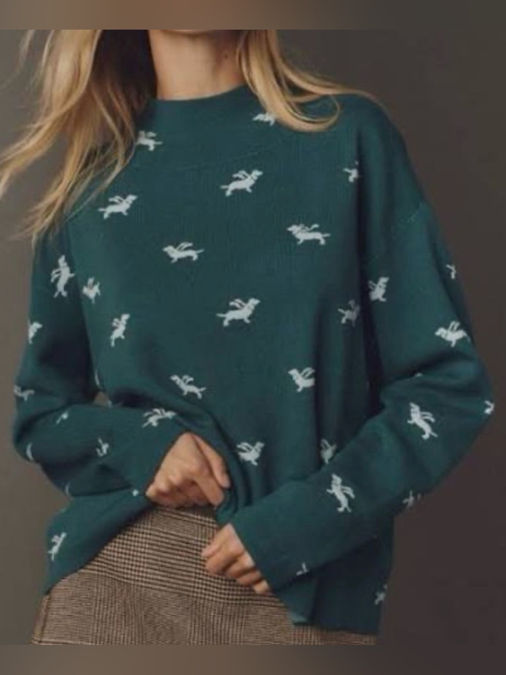 Anthropologie Maeve Cary’s Mock Neck Dachshund Sweater